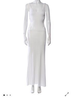 Chloe White Ribbed Maxi Dress with Sculpted Cutouts